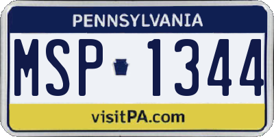 PA license plate MSP1344