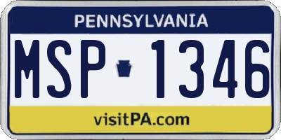 PA license plate MSP1346