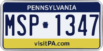 PA license plate MSP1347