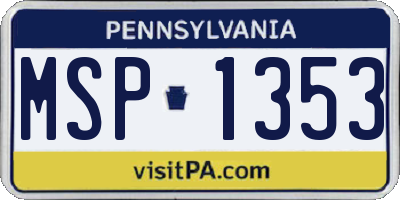 PA license plate MSP1353