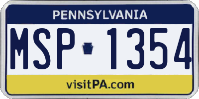 PA license plate MSP1354