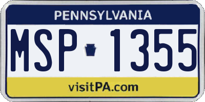 PA license plate MSP1355