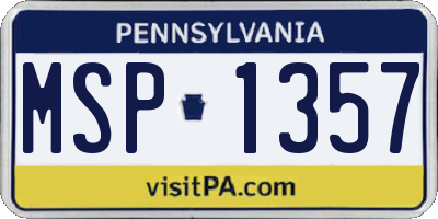 PA license plate MSP1357