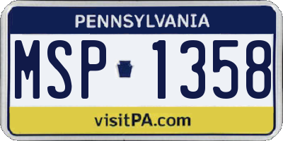 PA license plate MSP1358
