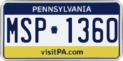 PA license plate MSP1360