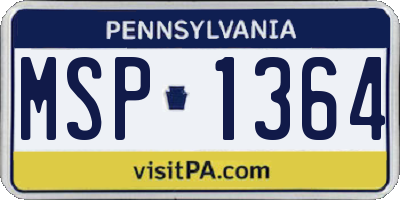 PA license plate MSP1364