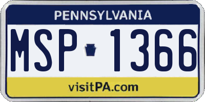 PA license plate MSP1366