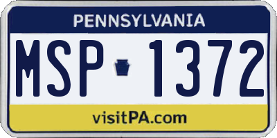 PA license plate MSP1372