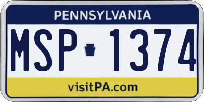 PA license plate MSP1374