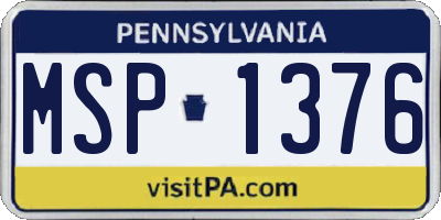 PA license plate MSP1376