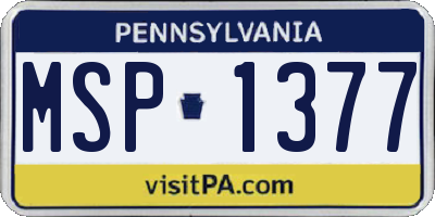 PA license plate MSP1377