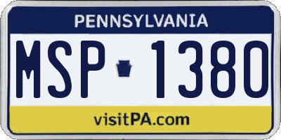 PA license plate MSP1380