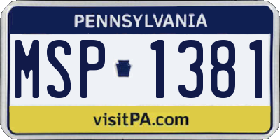 PA license plate MSP1381