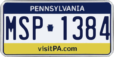 PA license plate MSP1384