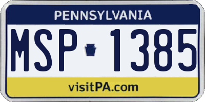 PA license plate MSP1385