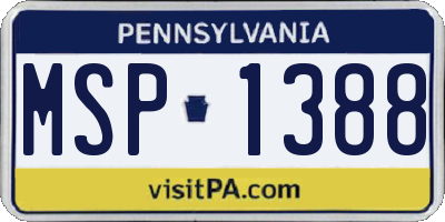 PA license plate MSP1388