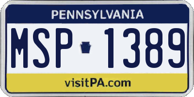 PA license plate MSP1389