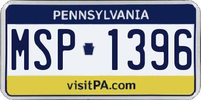 PA license plate MSP1396