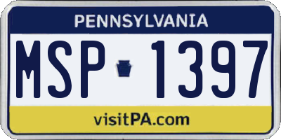 PA license plate MSP1397