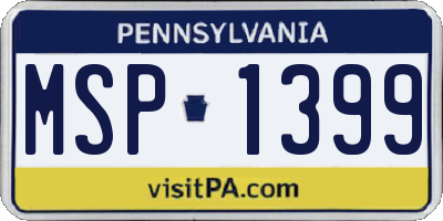 PA license plate MSP1399