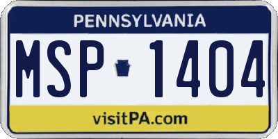 PA license plate MSP1404