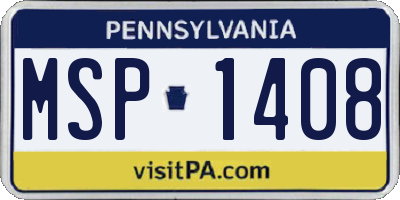 PA license plate MSP1408
