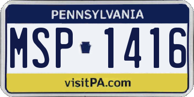 PA license plate MSP1416