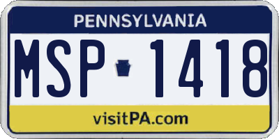PA license plate MSP1418