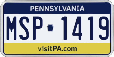 PA license plate MSP1419