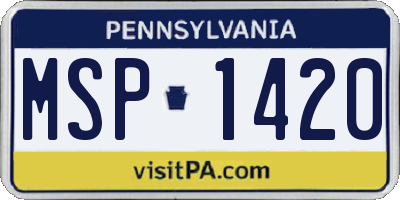 PA license plate MSP1420