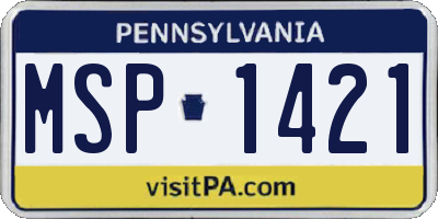 PA license plate MSP1421