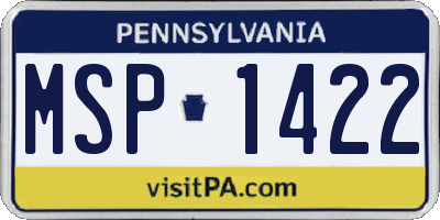 PA license plate MSP1422