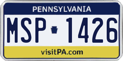 PA license plate MSP1426