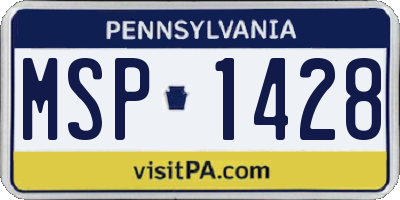 PA license plate MSP1428