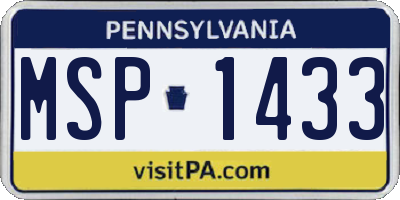 PA license plate MSP1433