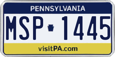 PA license plate MSP1445
