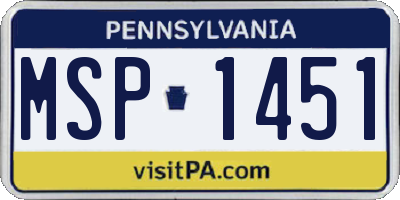 PA license plate MSP1451