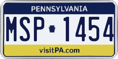 PA license plate MSP1454