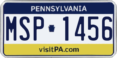 PA license plate MSP1456