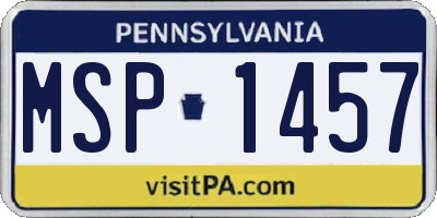 PA license plate MSP1457