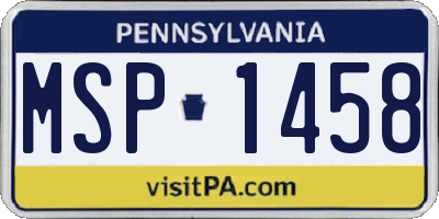 PA license plate MSP1458