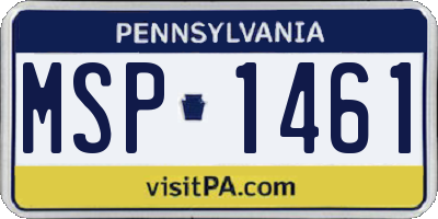 PA license plate MSP1461