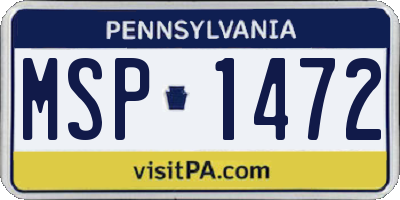 PA license plate MSP1472
