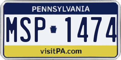 PA license plate MSP1474