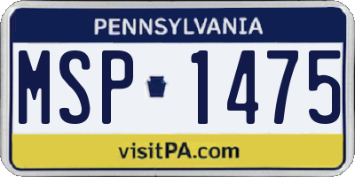 PA license plate MSP1475