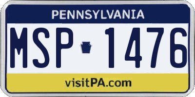 PA license plate MSP1476