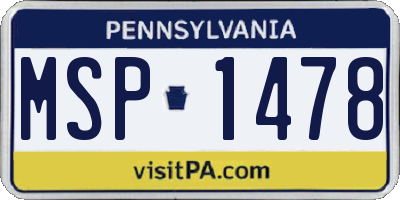 PA license plate MSP1478