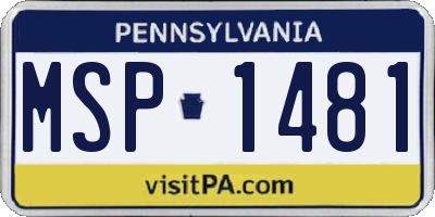 PA license plate MSP1481