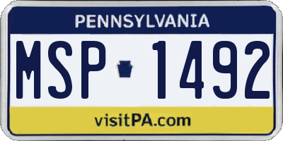 PA license plate MSP1492