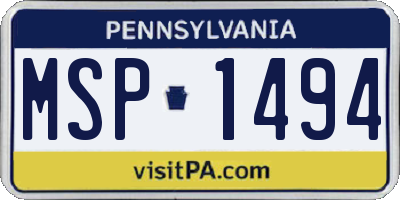 PA license plate MSP1494